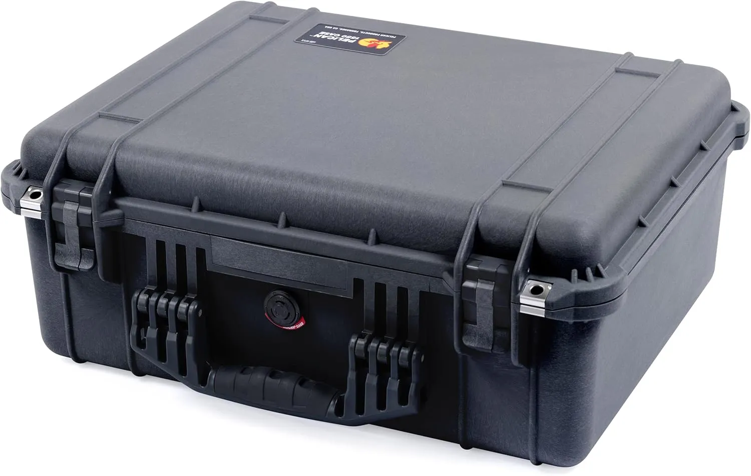 Pelican 1550 Case by ColorCase - Black - Medium Size Waterproof Case with Grey Padded Dividers & Convoluted Lid Foam - Black Handles & Latches