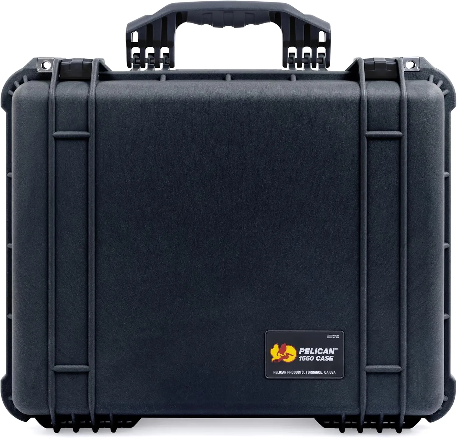 Pelican 1550 Case by ColorCase - Black - Medium Size Waterproof Case with Grey Padded Dividers & Convoluted Lid Foam - Black Handles & Latches