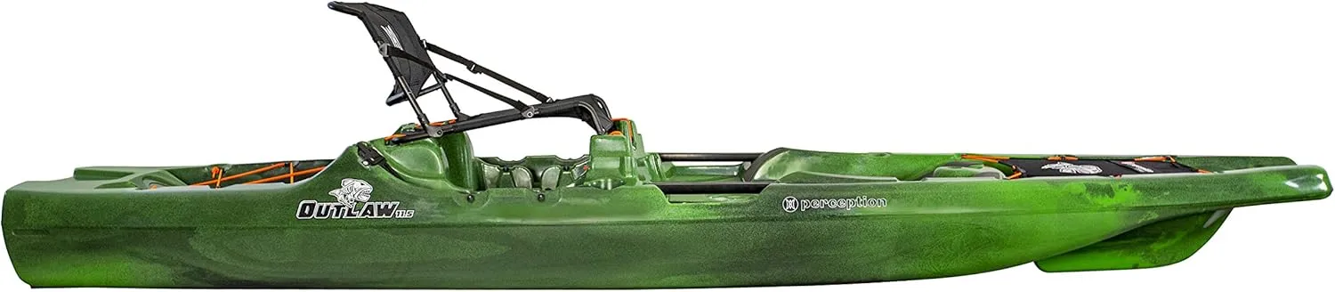 Perception Kayaks Outlaw 11.5 | Sit on Top Fishing Kayak | Fold Away Lawn Chair Seat | 4 Rod Holders | Integrated Tackle Trays | 11' 6"