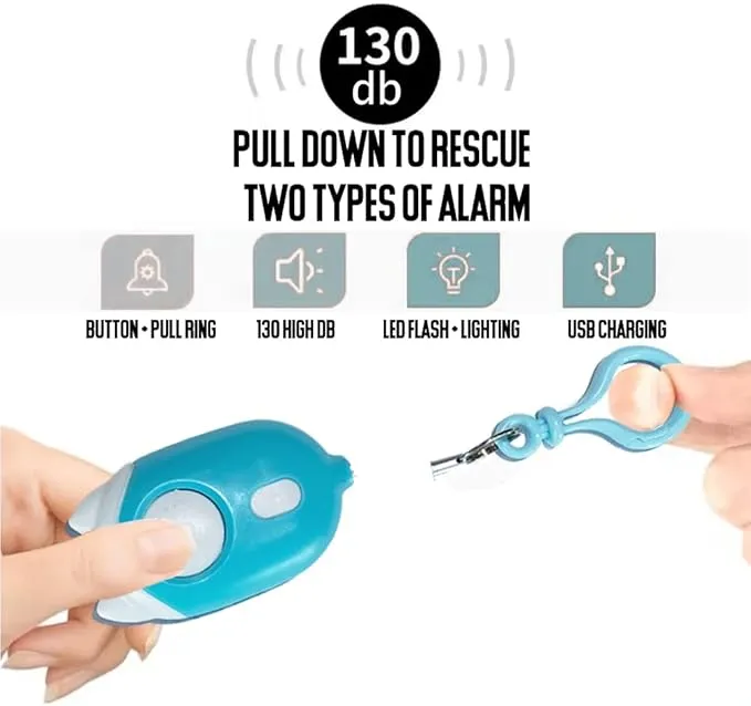 Personal Safety Alarm for Woman,Rechargeable Self Protection Alarm&Keychian 130dB with Double Emergency LED Flashlight for Woman,Men,Kids,Elderly(No Charging Cable)