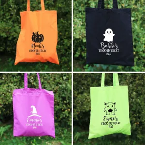 Personalised Kids Cotton Halloween Trick or Treat Bags - Various Designs