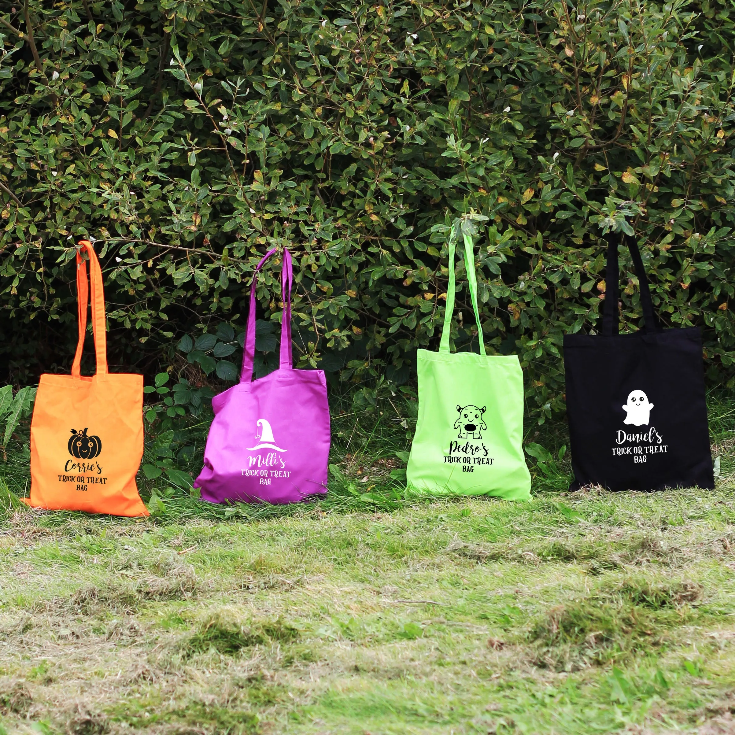 Personalised Kids Cotton Halloween Trick or Treat Bags - Various Designs