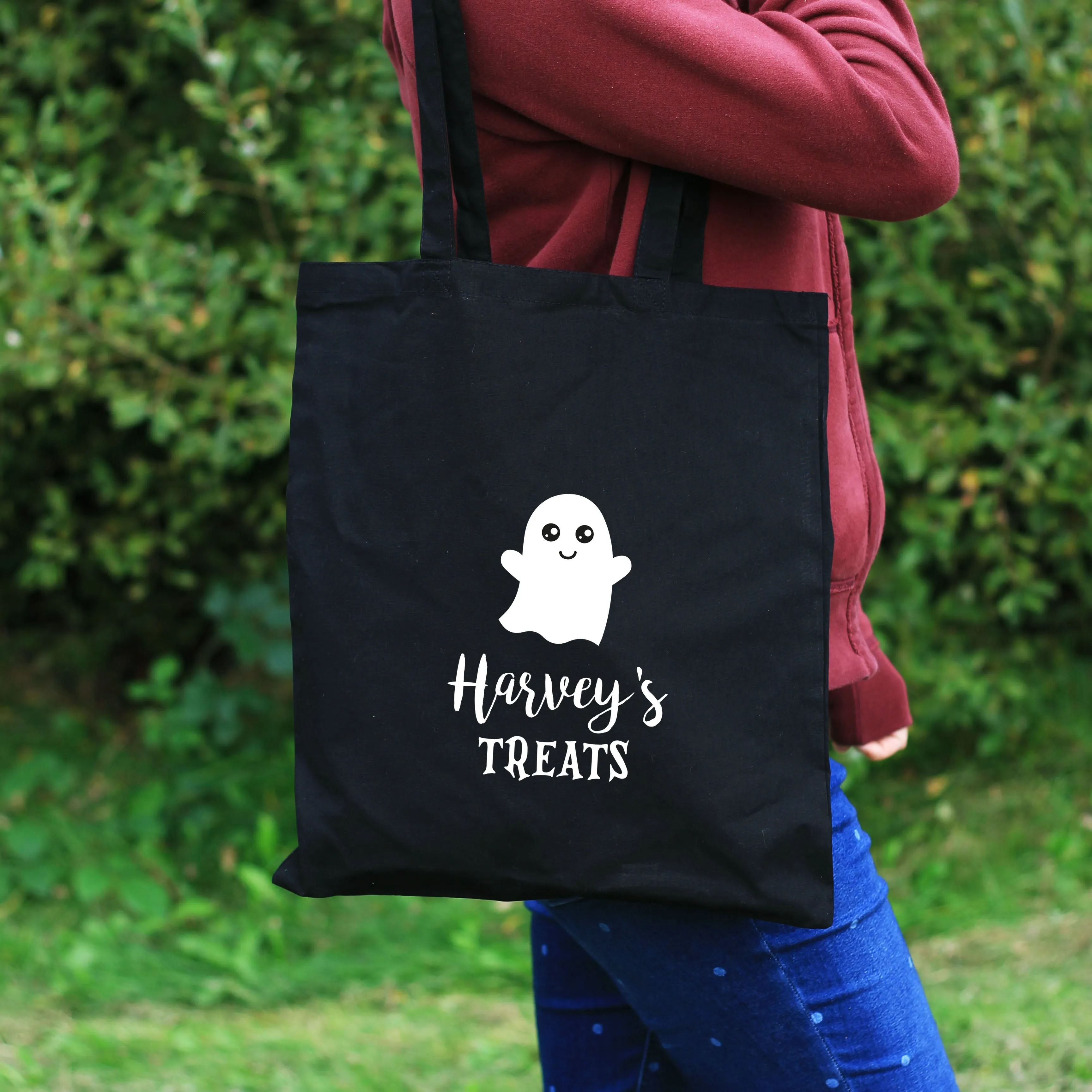 Personalised Kids Cotton Halloween Trick or Treat Bags - Various Designs