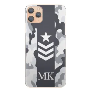 Personalised OnePlus Phone Hard Case with Initials and Army Rank on Artic Camo