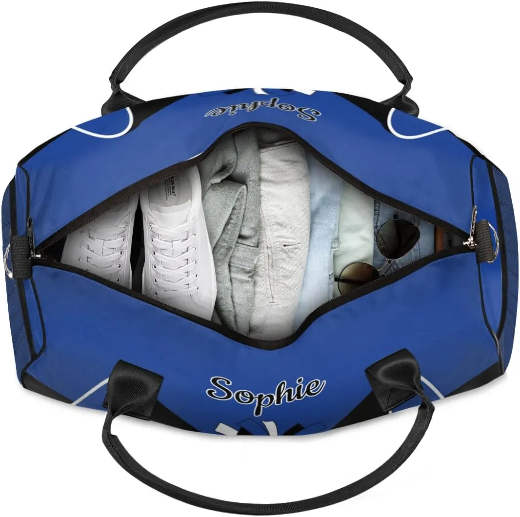 Personalized Cheer Bags for Cheerleaders Custom Sport Duffel Bag Gym Bag Travel Duffle Bag, Cobalt Blue Overnight Weekender Bag with Name
