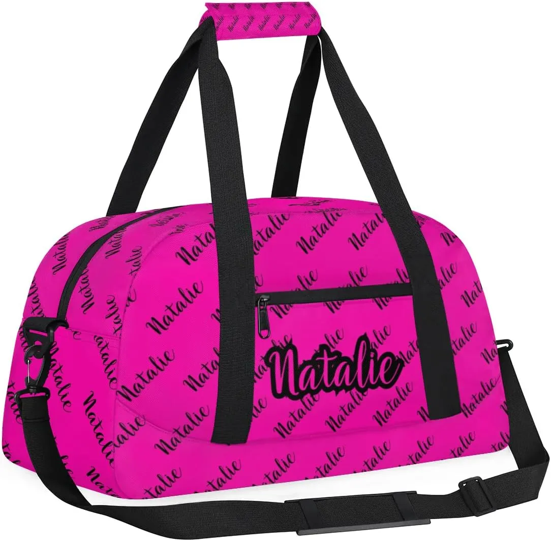 Personalized Dance Bag Duffel Bag for Girl & Boy, Custom Sport Gym Bag Ballet Bag Weekender Bags Travel Bag Name Hot Pink Black, Option 16, SDP1113