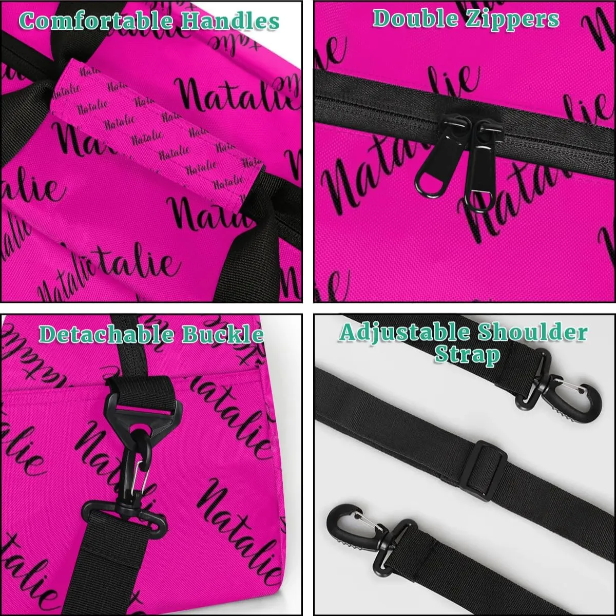 Personalized Dance Bag Duffel Bag for Girl & Boy, Custom Sport Gym Bag Ballet Bag Weekender Bags Travel Bag Name Hot Pink Black, Option 16, SDP1113
