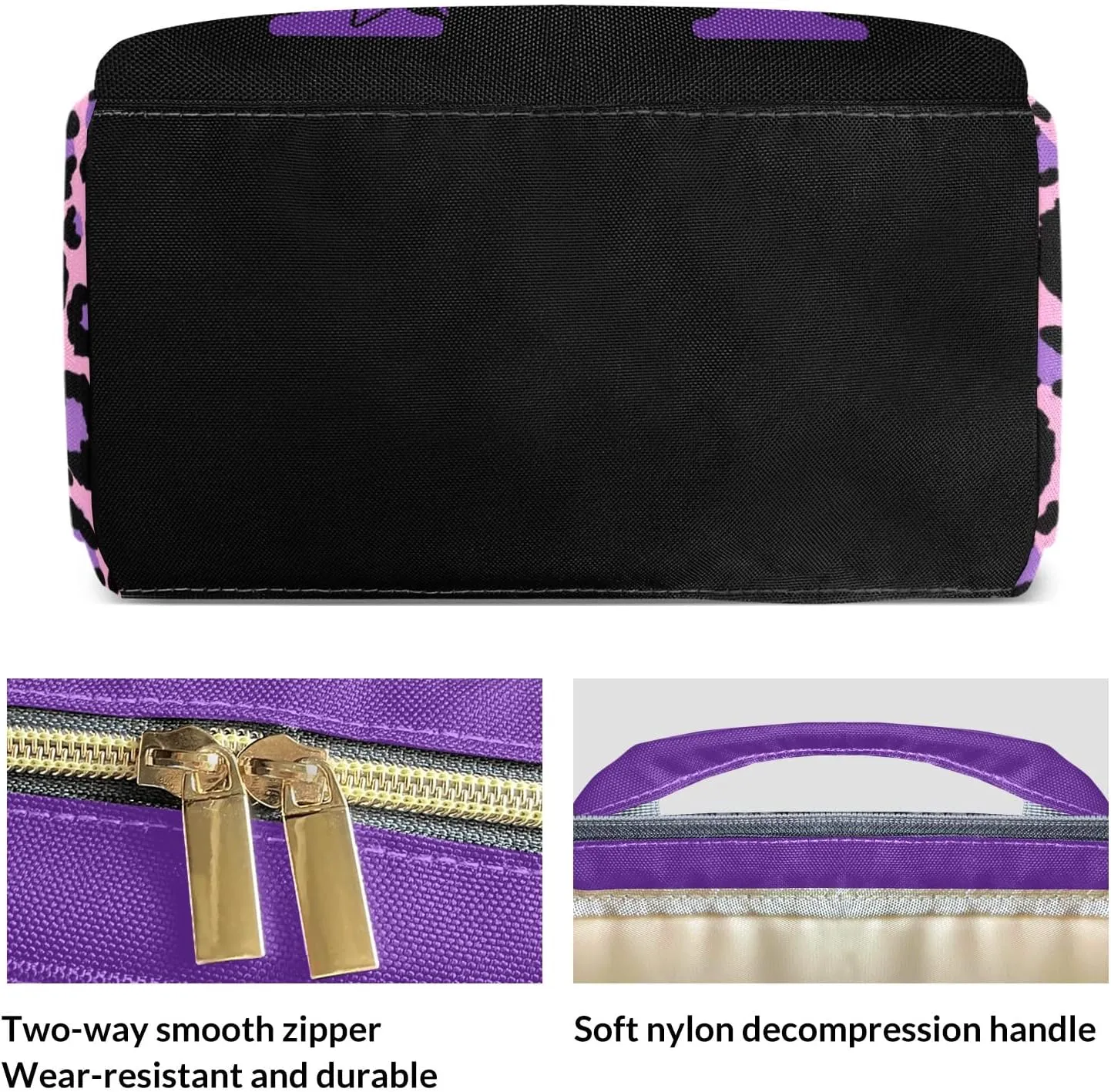 Personalized Leopard Print Diaper Bags Backpack Custom Text Bag Gifts for Mother Father Pink Purple