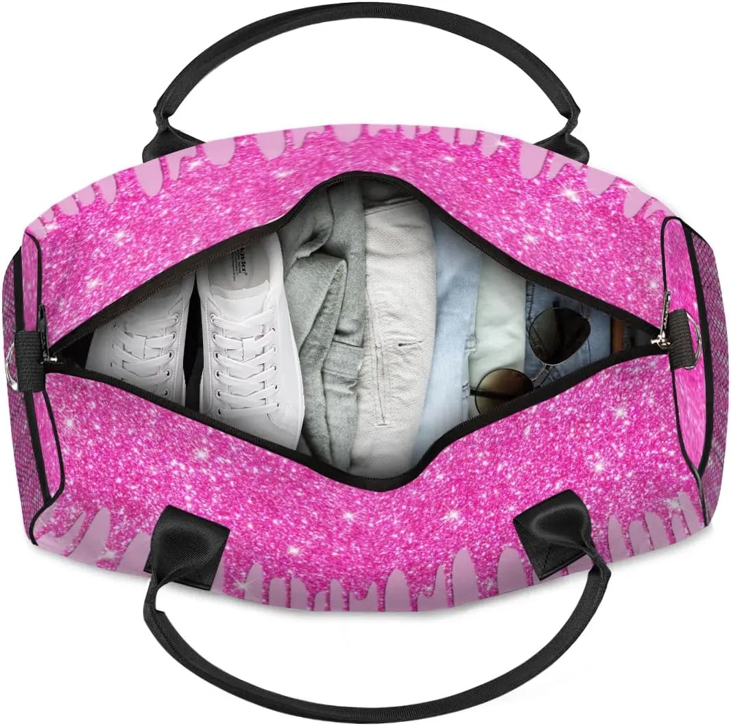Personalized Name Sports Bag Travel Duffel Bags, Custom Initial Gym Bag for Adults, Overnight Weekend Bags, Dance Bag, Personalized Gifts, Pink