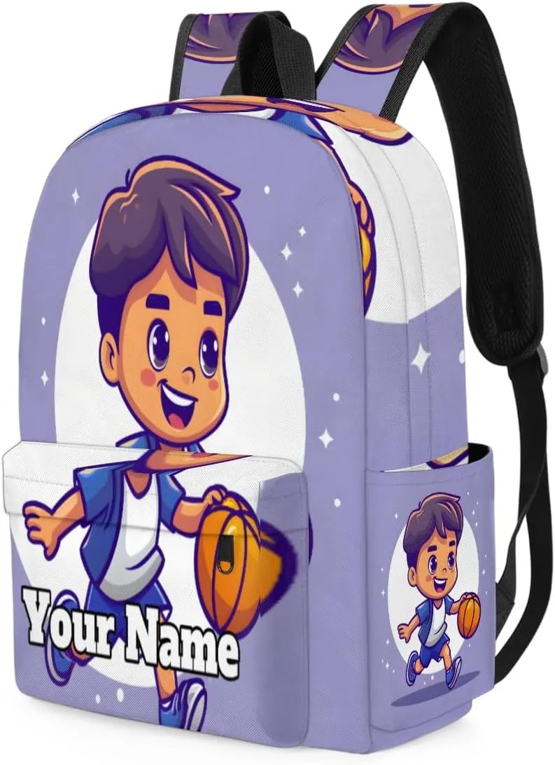 Personalized Sports Basketball Preschool Toddler Backpack for Boys Girls Custom Kids Name Small Bookbags Kindergarten Elementary Backpack, Basketball Player