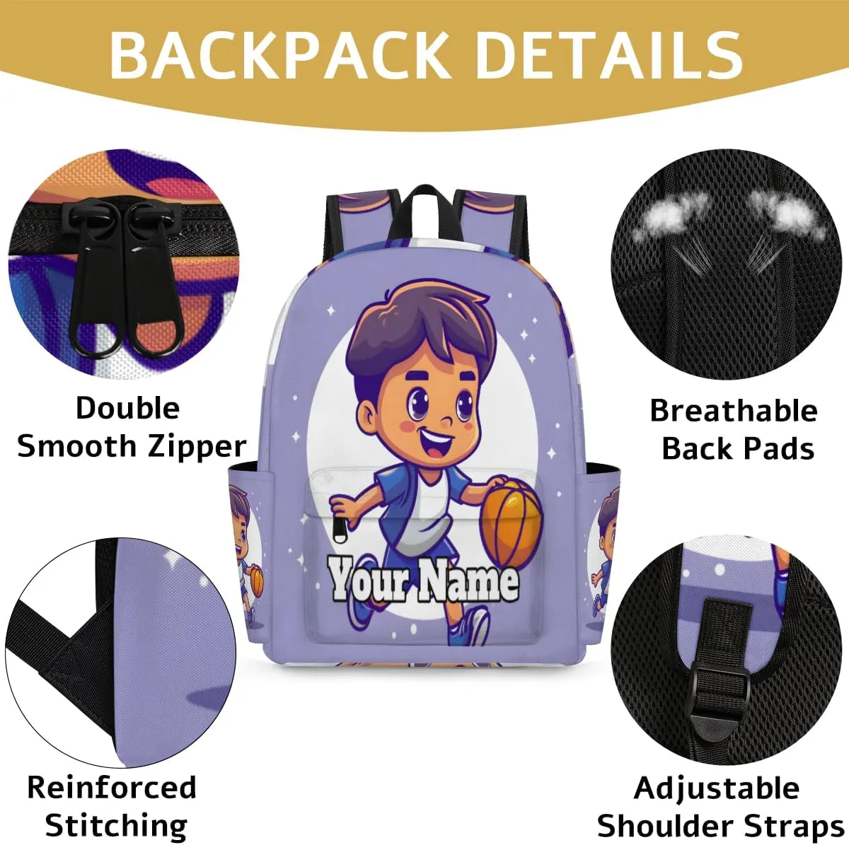 Personalized Sports Basketball Preschool Toddler Backpack for Boys Girls Custom Kids Name Small Bookbags Kindergarten Elementary Backpack, Basketball Player