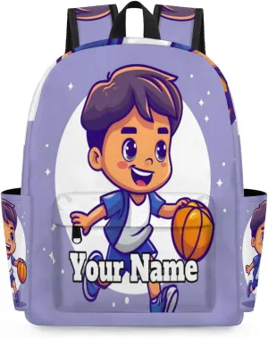 Personalized Sports Basketball Preschool Toddler Backpack for Boys Girls Custom Kids Name Small Bookbags Kindergarten Elementary Backpack, Basketball Player
