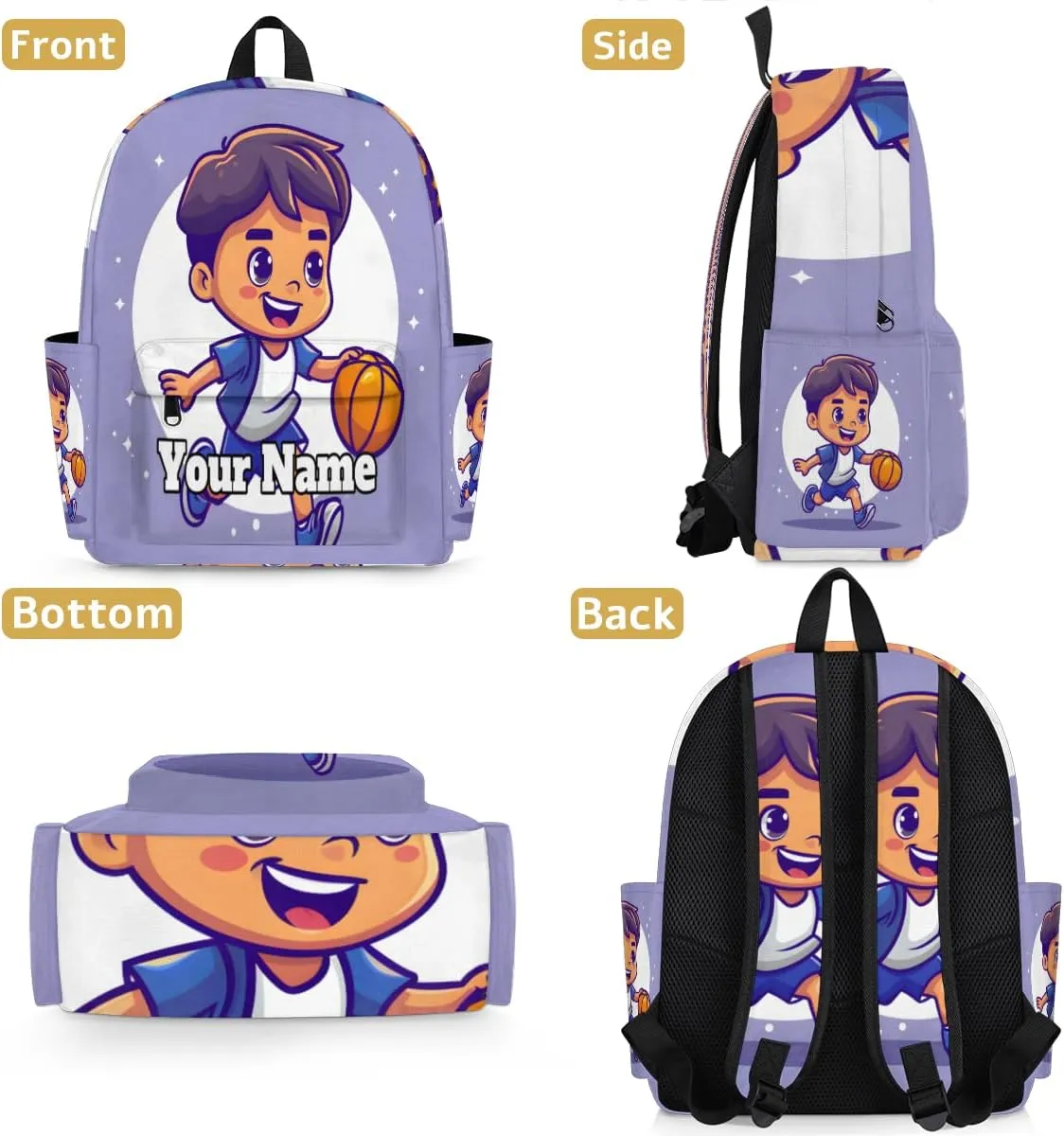 Personalized Sports Basketball Preschool Toddler Backpack for Boys Girls Custom Kids Name Small Bookbags Kindergarten Elementary Backpack, Basketball Player