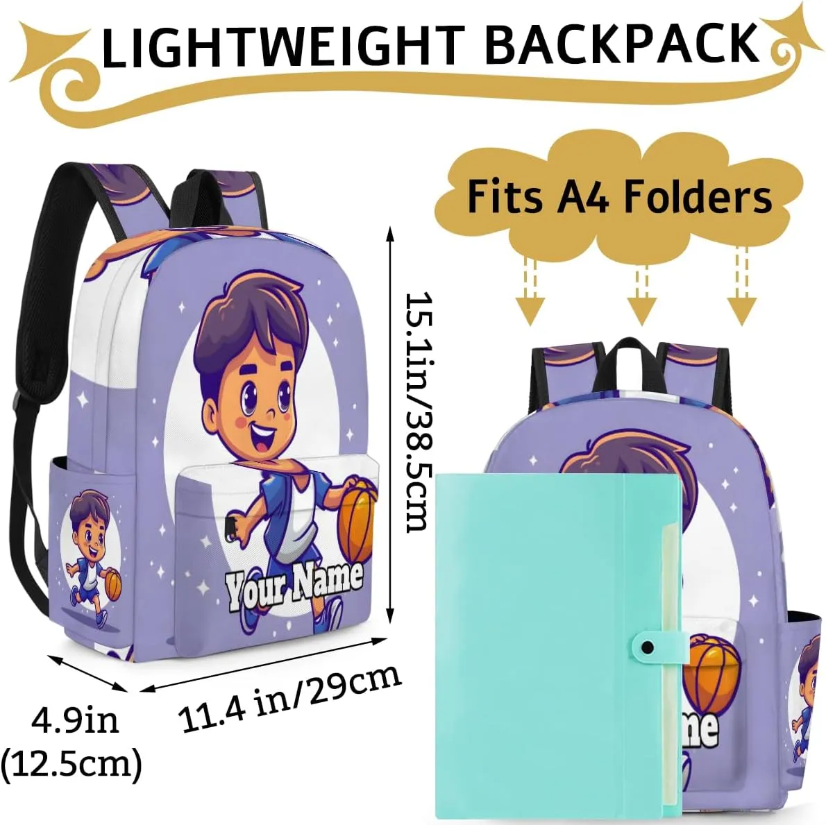 Personalized Sports Basketball Preschool Toddler Backpack for Boys Girls Custom Kids Name Small Bookbags Kindergarten Elementary Backpack, Basketball Player