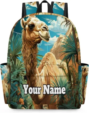 Personalized Tropical Camels Preschool Toddler Backpack for Boys Girls Custom Kids Name Small Bookbags Kindergarten Elementary Backpack, Animal