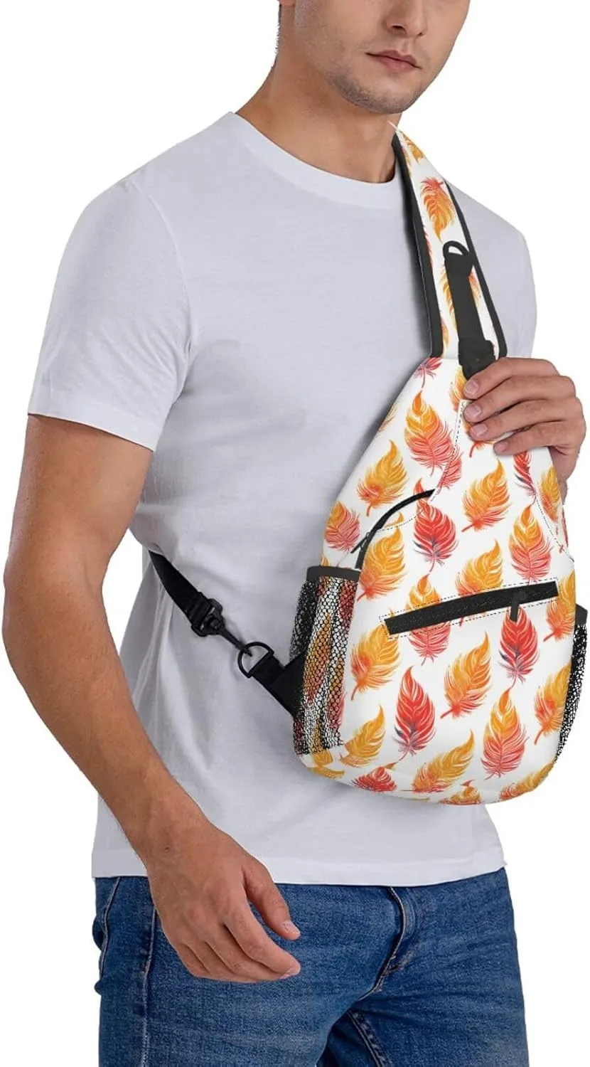 Phoenix Feather Backpack Travel Hiking Daypack Chest Bags Crossbody Shoulder Bag