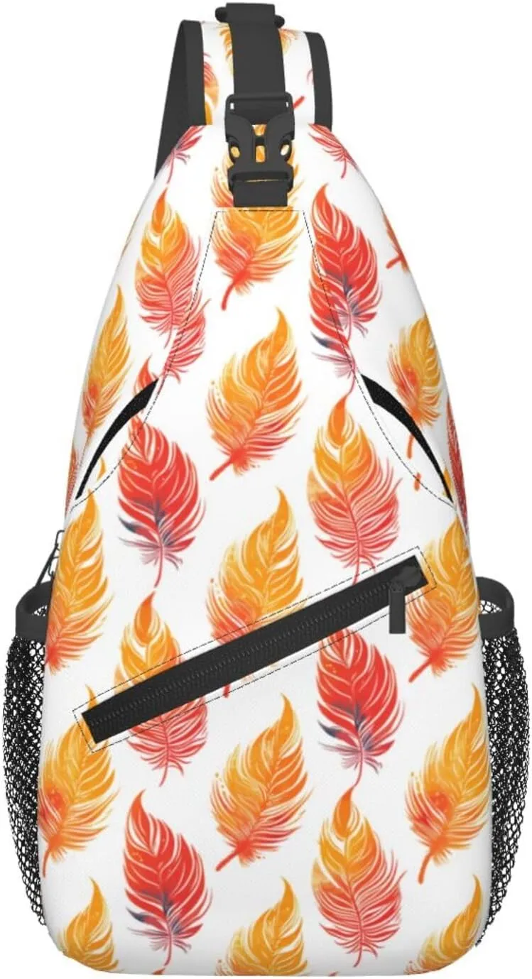 Phoenix Feather Backpack Travel Hiking Daypack Chest Bags Crossbody Shoulder Bag