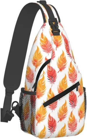 Phoenix Feather Backpack Travel Hiking Daypack Chest Bags Crossbody Shoulder Bag