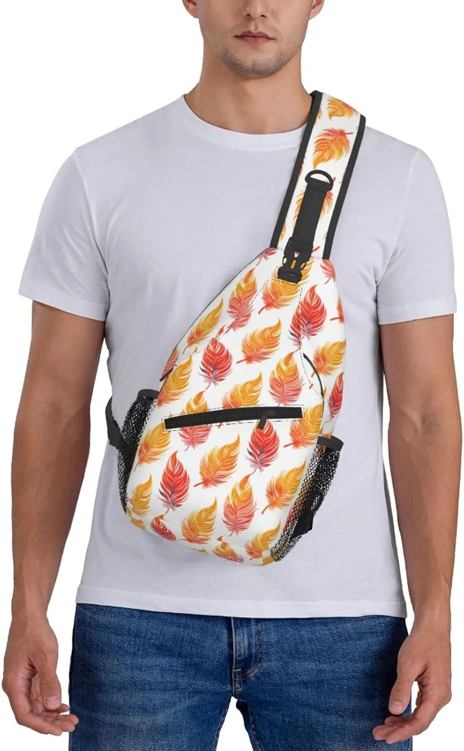 Phoenix Feather Backpack Travel Hiking Daypack Chest Bags Crossbody Shoulder Bag