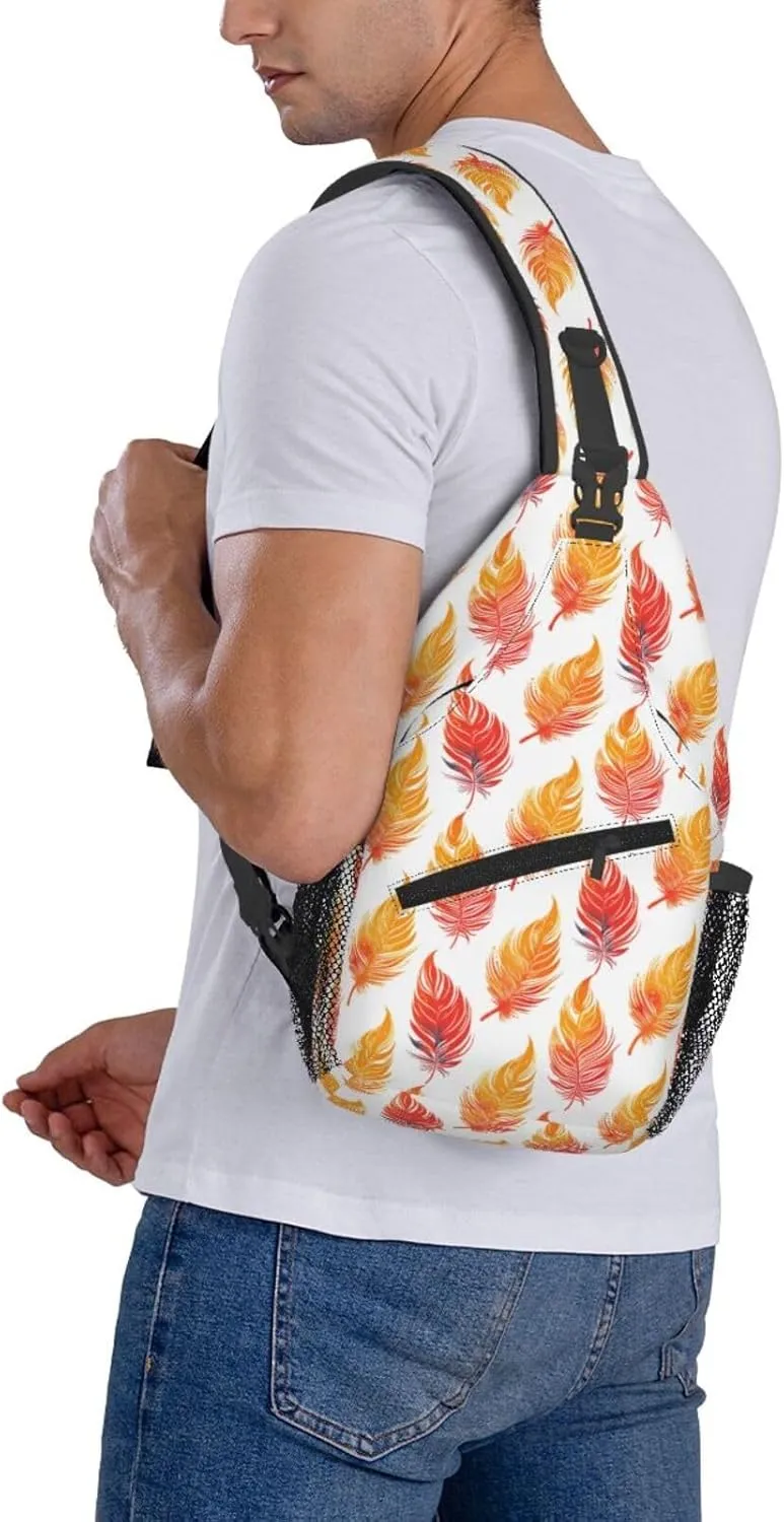 Phoenix Feather Backpack Travel Hiking Daypack Chest Bags Crossbody Shoulder Bag