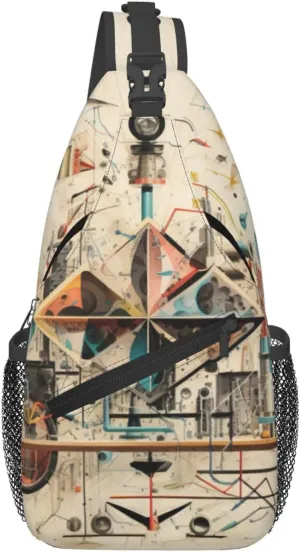 Physics Print print Cross bag, chest crossbody bag, men's cross chest bag, adjustable outdoor travel bag
