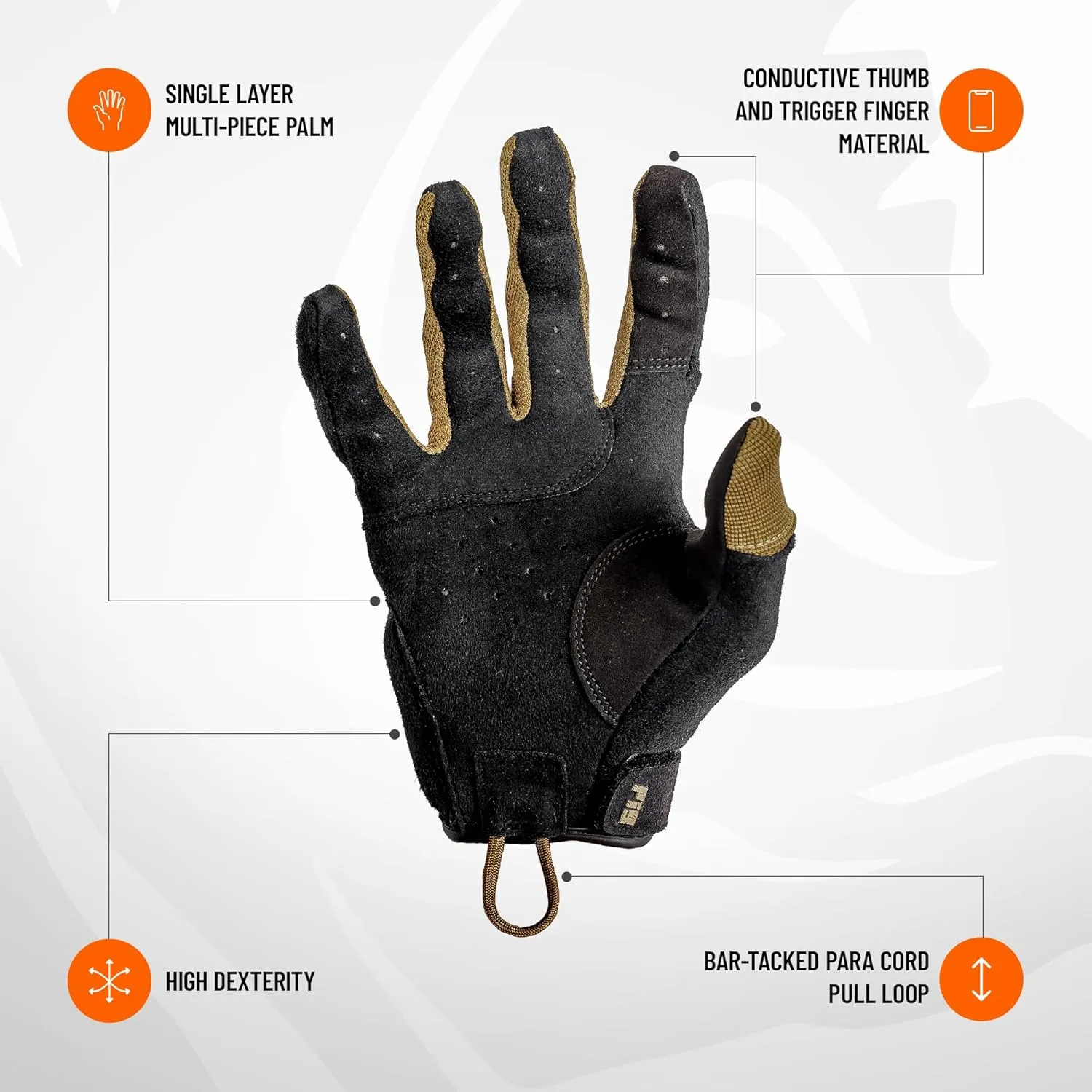 PIG Alpha Full Dexterity Tactical Gloves for Shooting, Touchscreen Compatible, Breathable, 1 Pair