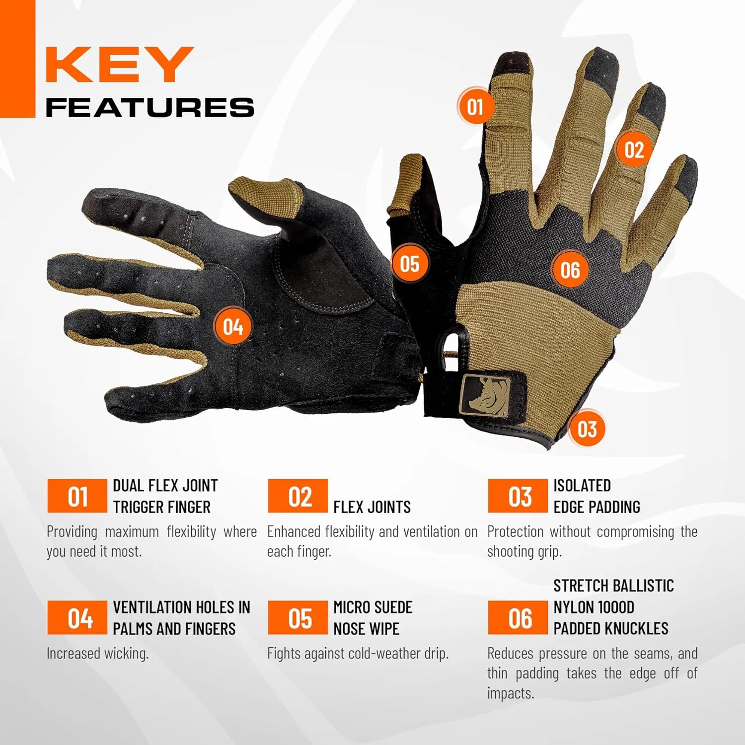 PIG Alpha Full Dexterity Tactical Gloves for Shooting, Touchscreen Compatible, Breathable, 1 Pair