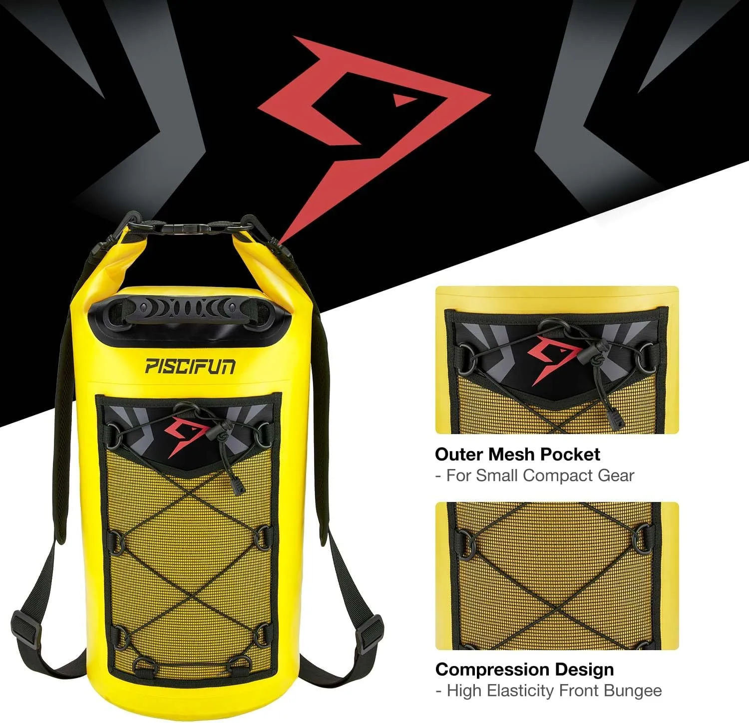 Piscifun Dry Bag, Waterproof Floating Backpack 5L/10L/20L/30L/40L with Waterproof Phone Case for Boating, Kayaking, Fishing