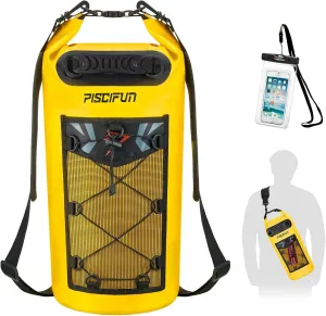 Piscifun Dry Bag, Waterproof Floating Backpack 5L/10L/20L/30L/40L with Waterproof Phone Case for Boating, Kayaking, Fishing