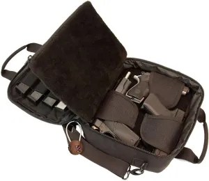 Pistol Case Range Bag for Handguns by FirstChoice - 2 to 4 Gun Padded Tactical Handgun Shooting Soft Case, Lockable Zippers w/Padlock, 3 Mini-Holsters, 8 Mag Slots, 4 Pockets, Range Mat (Black)