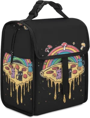 Pizza Planet Cat Mushroom Rainbow Insulated Lunch Cooler Bag Waterproof Lunch Box for Work Picnic Or Travel