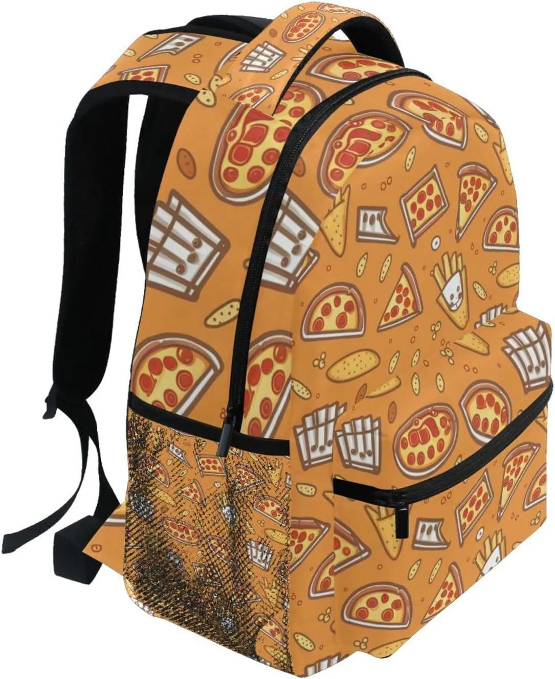 Pizzas Chips and French Fries Boys Girls Kids School Backpacks Bookbag, School Bag Travel Backpack Daypack