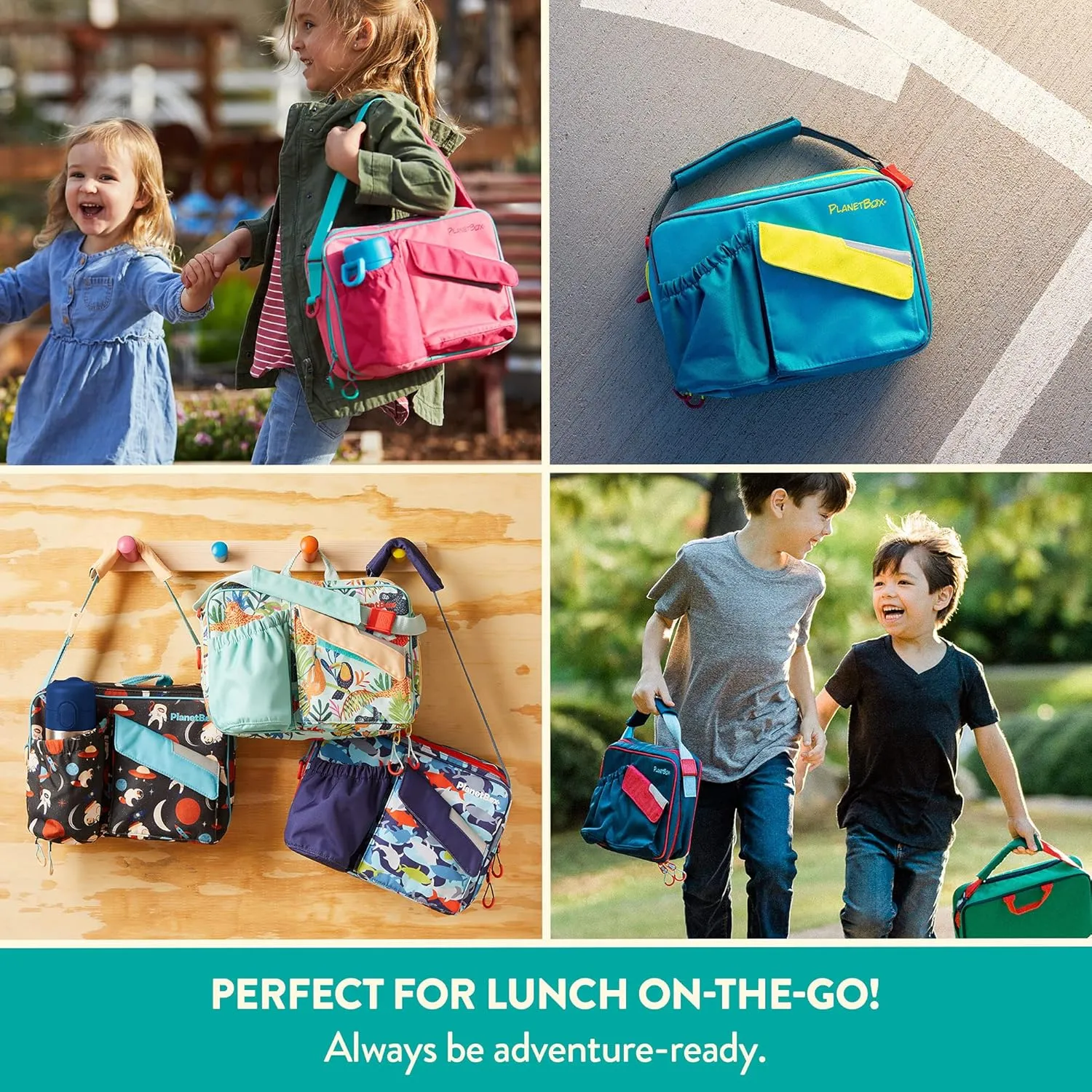 PlanetBox Insulated Lunch Bag Easy to clean and Durable Carry Bag with Pockets for Snacks and Drinks, and adjustable straps Black Currant