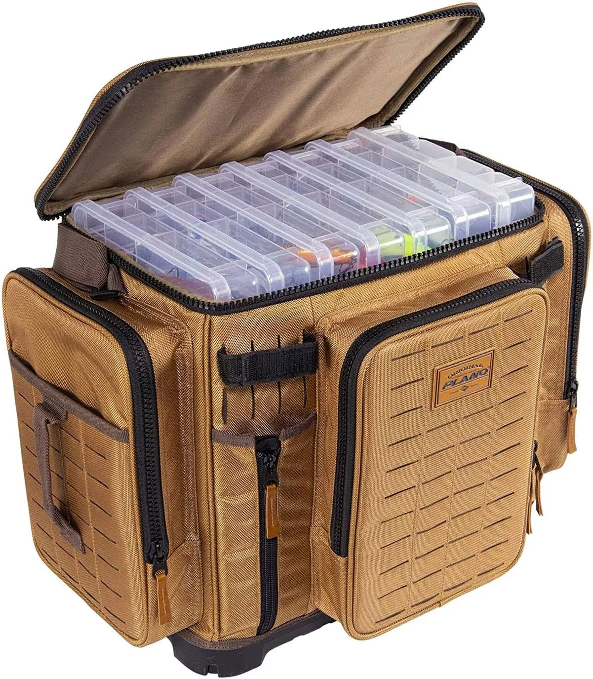 Plano Guide Series Tackle Bag | Premium Tackle Storage with No Slip Base and Included stows, Khaki with Brown and Black Trim