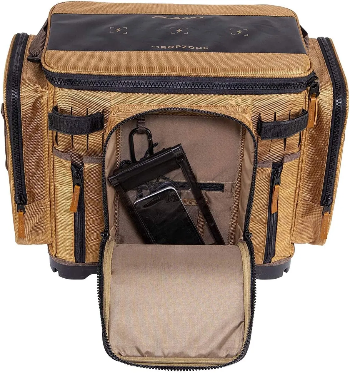 Plano Guide Series Tackle Bag | Premium Tackle Storage with No Slip Base and Included stows, Khaki with Brown and Black Trim
