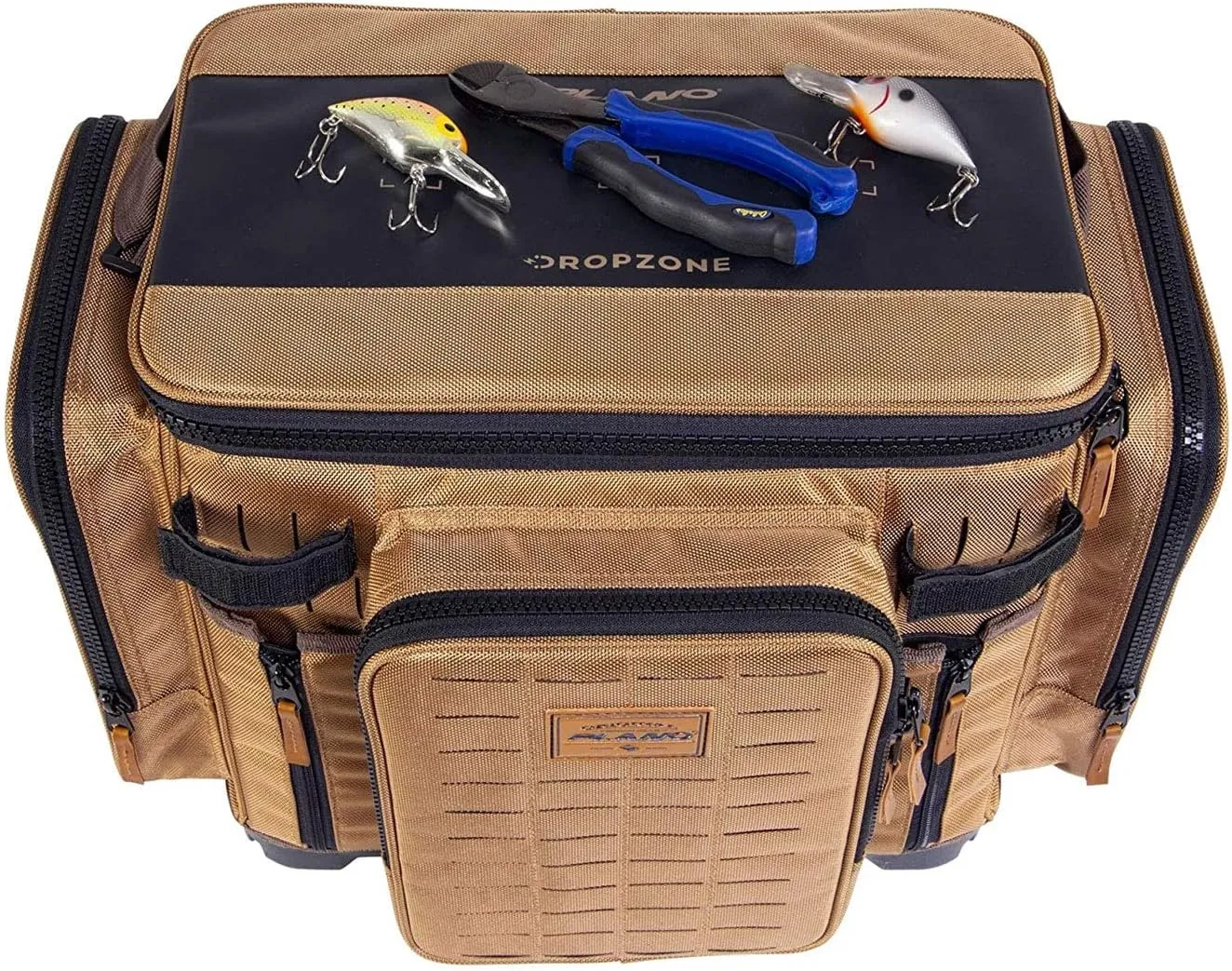 Plano Guide Series Tackle Bag | Premium Tackle Storage with No Slip Base and Included stows, Khaki with Brown and Black Trim