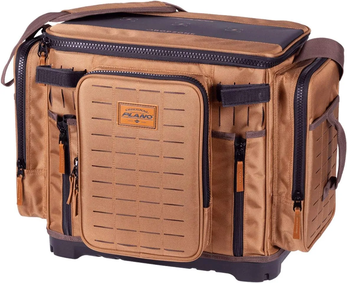 Plano Guide Series Tackle Bag | Premium Tackle Storage with No Slip Base and Included stows, Khaki with Brown and Black Trim