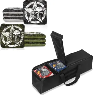 Play Platoon Set of 8 Army Star Tournament Cornhole Bags & Cornhole Duffel Carrying Bag