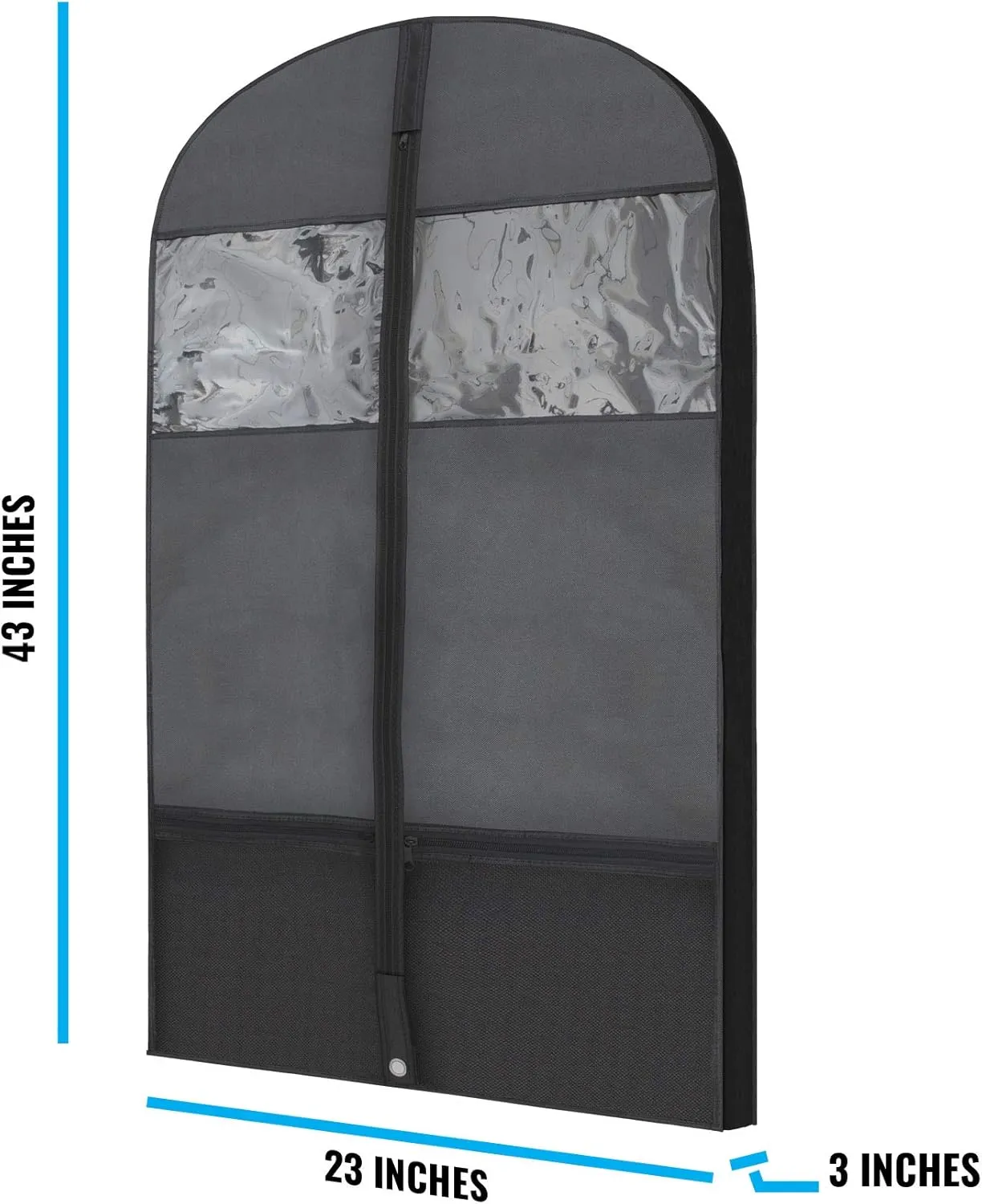 Plixio 43" Black Garment Bags for Travel or Hanging Clothes Storage - Suit Bags Carriers Covers for Men & Women - Dresses, Shirts, Fur Coats, Jackets - Zippered Breathable Gusset Clothing Storage Bags