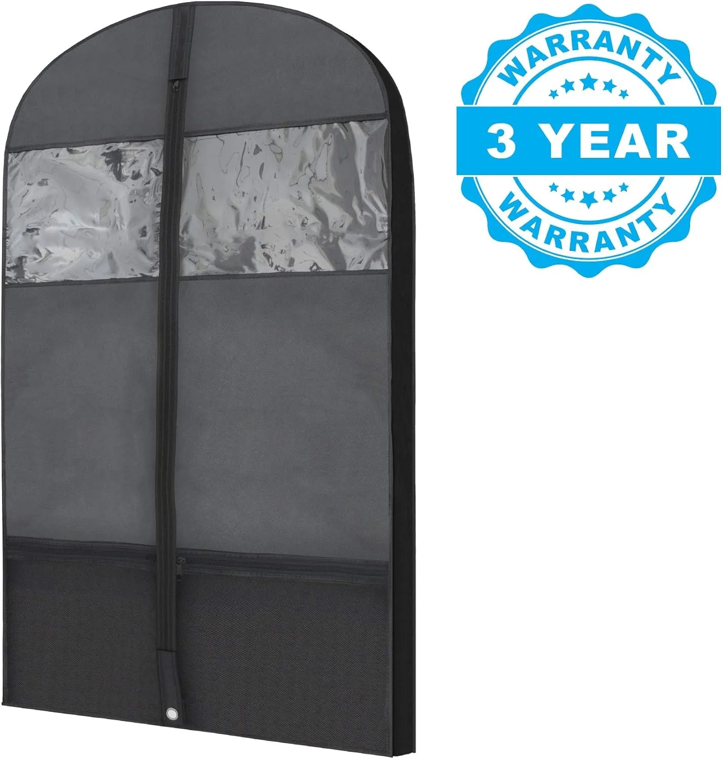 Plixio 43" Black Garment Bags for Travel or Hanging Clothes Storage - Suit Bags Carriers Covers for Men & Women - Dresses, Shirts, Fur Coats, Jackets - Zippered Breathable Gusset Clothing Storage Bags