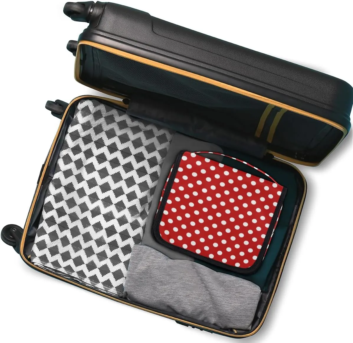 Polka Dot Makeup Bag Travel Cosmetic Bag with Zipper Pocket and Handle Travel Makeup Organizer Bag Water-resistant Toiletry Bags for Traveling Women Men Ladies Girls