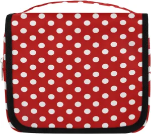Polka Dot Makeup Bag Travel Cosmetic Bag with Zipper Pocket and Handle Travel Makeup Organizer Bag Water-resistant Toiletry Bags for Traveling Women Men Ladies Girls
