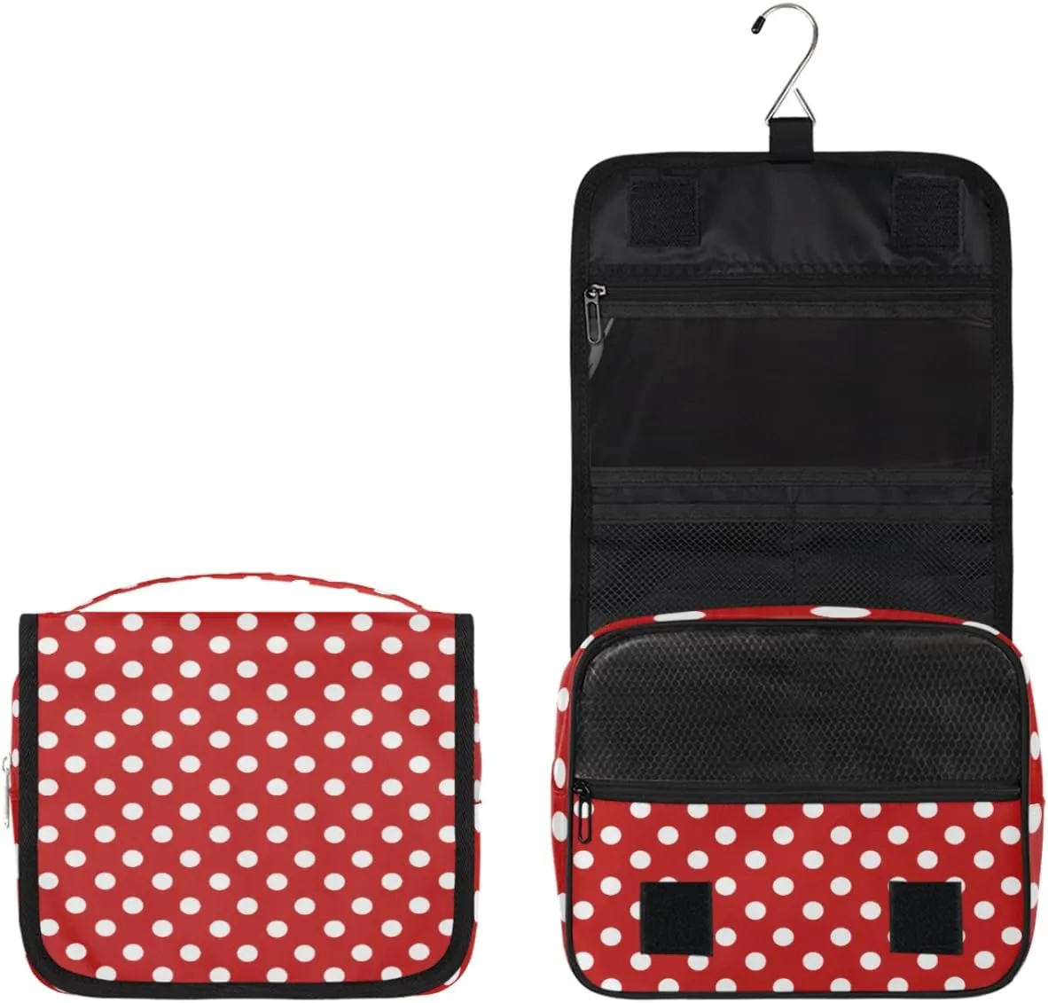 Polka Dot Makeup Bag Travel Cosmetic Bag with Zipper Pocket and Handle Travel Makeup Organizer Bag Water-resistant Toiletry Bags for Traveling Women Men Ladies Girls