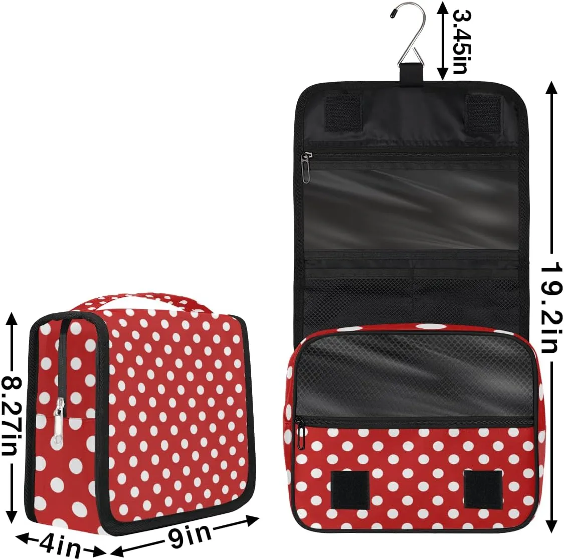 Polka Dot Makeup Bag Travel Cosmetic Bag with Zipper Pocket and Handle Travel Makeup Organizer Bag Water-resistant Toiletry Bags for Traveling Women Men Ladies Girls