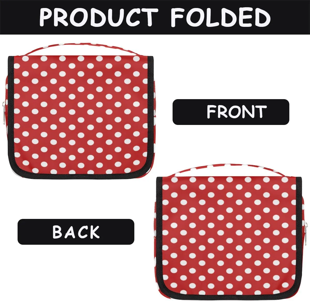 Polka Dot Makeup Bag Travel Cosmetic Bag with Zipper Pocket and Handle Travel Makeup Organizer Bag Water-resistant Toiletry Bags for Traveling Women Men Ladies Girls
