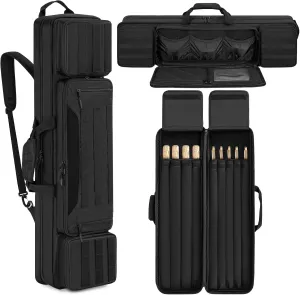 Pool Cue Case 4x5 Pool Stick Bag Holds 4 Butts and 5 Shafts Durable Water-resistant Billiard Cue Cases with Adjustable Shoulder Straps and Multiple Accessory Pockets