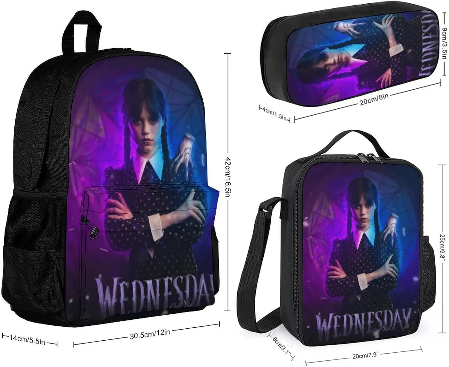 Portable Backpack Insulated Lunch Bag Pencil Case 3 Piece Set For Men Teen Backpack Daypack Insulated Lunch Bag Pencil Pouch Backpack Set