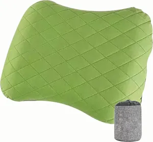 Portable Inflatable Neck Pillow for Outdoor Travel, Camping, Office Naps-Polyester   Washable Cotton-Color Available-Simple and Comfortable (Green, 18.1 * 12.6 * 4.7in)