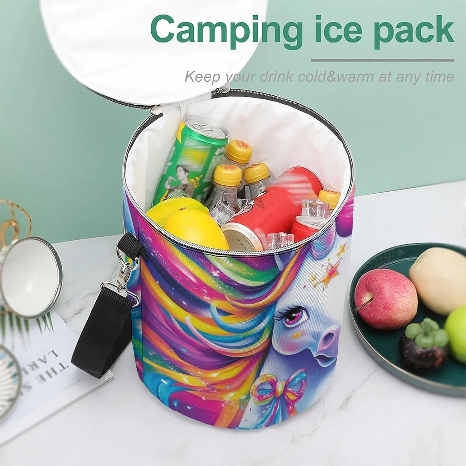 Portable Insulated Cooling Pack with Smooth Zipper and Handle for Beach, Picnic