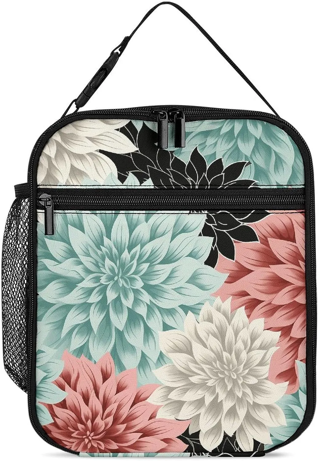 Portable Insulated Meal Bag,Dahlia Flower Print Hand-held Insulated And Cold Meal Bag,cross-body Portable Meal Bag